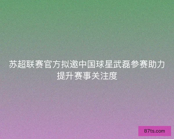 苏超联赛官方拟邀中国球星武磊参赛助力提升赛事关注度